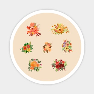 Watercolor flowers red set Magnet